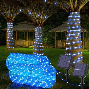 Imagem de Luzes solares de corda Jnaurb 40m 400LED impermeáveis 8 modos azuis
