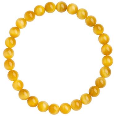 Imagem de Pulseira de olho de tigre amarelo natural para mulheres, miçangas redondas de 6 mm