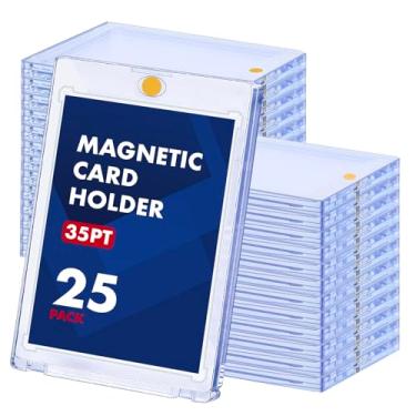 Imagem de NIXITLO Porta-cartão magnético, suporte de cartão de um toque de 35pt, fichário para cartão de beisebol, proteção U-V, estojo de cartões colecionáveis de plástico rígido para beisebol, esportes, TCG