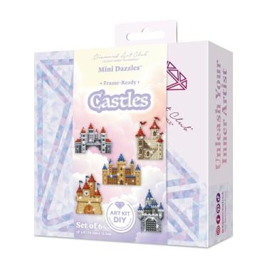 Imagem de DIAMOND ART CLUB Mini Dazzles - castelos, kit de pintura de diamante DIY divertido para adultos, tela de arte de diamante para iniciantes, 10 x 15 cm (pacote com 6)