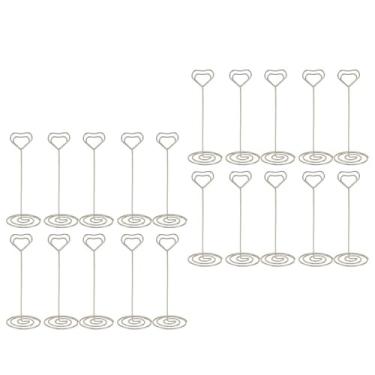Imagem de SUNGOOYUE 20 Pçs Suportes de Foto de Ferro Número de Mesa Suportes Decorativos Modernos Em Forma de Coração Decoração de Festa (Prata)