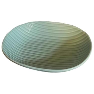 Imagem de Prato verde menta oval de cerâmica, linha de design japonês, seguro para micro-ondas e máquina de lavar louça, louça, para saladas, sobremesas, restaurante adequado e uso doméstico