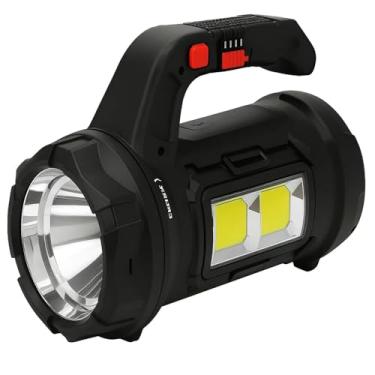 Imagem de Lanterna LED Multifuncional Recarregável, Maleta de Ferramentas com Farol 260lm, Sinalizador 350lm, Kit Emergência com Chaves e Trena, Bateria 3000mAh, Alcance 300m, Preto