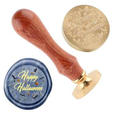 Imagem de Carimbo de lacre de cera de Halloween Carimbo de selo de cera cabeças de latão removíveis para decoração de festa de Halloween convites de carta envelope cartões de felicitações presentes