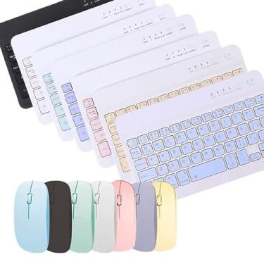 Imagem de Kit Teclado e Mouse Sem Fio Bluetooth, Compatível com PC, iPad e Tablet, Design Ultra Fino, Conexão Multidispositivo, Cor Preta