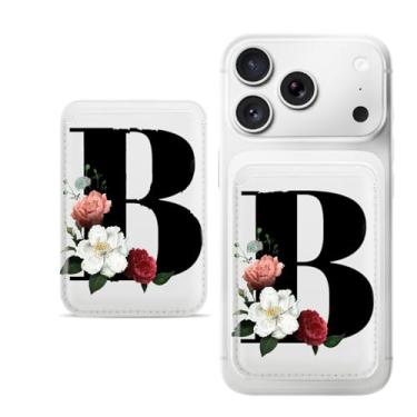 Imagem de Carteira magnética B-letter para iPhone, capa fina de couro PU, capa para cartão, capa traseira para cartão, acessório de telefone fofo