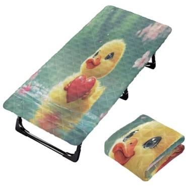Imagem de Burbuja Lençol de berço de coração de pato para crianças, lençol de cochilo acolchoado portátil com faixa elástica para meninas e meninos, lavável na máquina, 63,5 x 127 cm