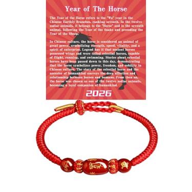 Imagem de BlingNook 2026 Ano Novo Chinês de Corda de Cavalo Pulseiras com Contas para Mulheres e Homens, Cartão Presente do Zodíaco Chinês Origem Animal Trançada à Mão Cordão Ajustável Pulseira Pingente Boa