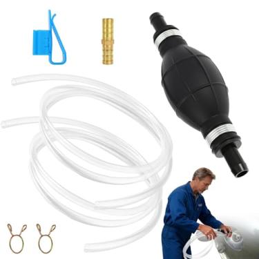 Imagem de Bomba de sifão, bomba de transferência de combustível portátil para gasolina, ferramenta manual de bombas de mangueira de sifão manual com 2 mangueiras de sifão de PVC (14 mm) para tanque de peixes de