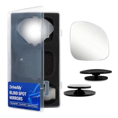 Imagem de DriveAlly 2 peças de espelho de ponto cego de carro, ângulo de vidro convexo HD sem moldura ajustável, espelho reverso auxiliar traseiro autoadesivo, espelhos laterais de ângulo amplo, acessórios