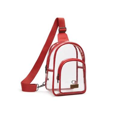 Imagem de Wrangler Bolsa tiracolo transparente para mulheres, aprovada em estádios, bolsa transversal para eventos esportivos e shows, Grande-vermelho