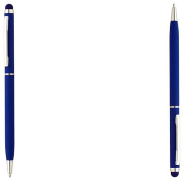 Imagem de Caneta Esferográfica de Metal com Touch, Corpo Emborrachado, Escrita Azul (Kit 2 Azul)