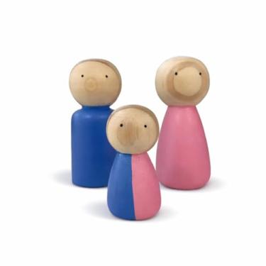 Imagem de Bonecos de Constelação Familiar: Kit Familia 50% dos pais - Bonecos de Madeira Grande