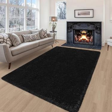 Imagem de ZJYeRug Tapete grosso ultra macio de 1,2 x 1,8 m para sala de estar, tapete felpudo fofo para quarto, tapetes felpudos, felpudos, para adolescentes, dormitório, berçário, decoração de casa, estética