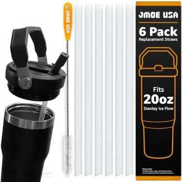 Imagem de Jmoe USA Canudos de substituição de 590 ml para copo Stanley IceFlow com canudo flip | Pacote com 6 com escova de limpeza premium | Grau alimentício e livre de BPA