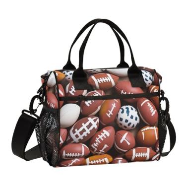Imagem de GAIGEO Bolas de futebol americano isoladas lancheira com alças, lancheiras reutilizáveis, lancheiras térmicas para mulheres, M