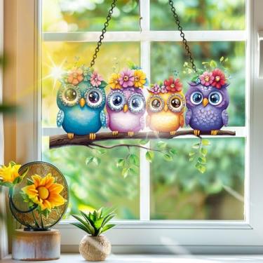 Imagem de Apanhador solar de acrílico colorido, decoração de janela suspensa de águia, arte de parede de arco-íris, para quarto, varanda, interior e exterior, jardim, enfeites de Natal, decoração 19 x 19 cm hh