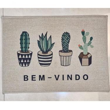 Imagem de Tapetes de Porta Bem Vindo 40x55cm Poliéster Capacho Decorativo para Entrada Casa Varanda(2)
