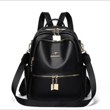 Imagem de Mochila Feminina Couro Alta Qualidade C/ Alça Ombro Elegante multiuso 