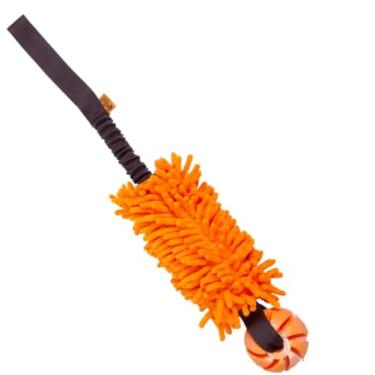 Imagem de Brinquedo de puxar Dingo para cães, para brincar ao ar livre e cabo de guerra, alça elástica, macarrão de pelúcia macio e peludo e bola de borracha TPR, laranja 15586