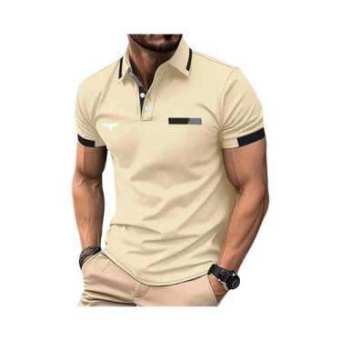 Imagem de Camisa Polo Masculina De Verão Com Manga Curta E Bloco De Cores, Casua