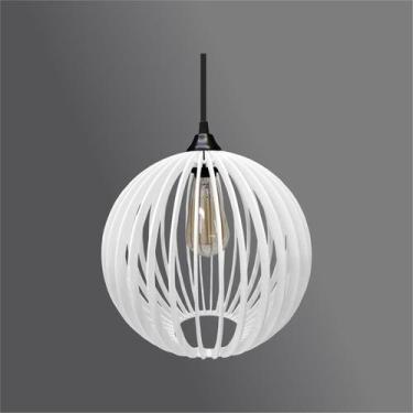 Imagem de Lustre Pendente em Madeira - Mini Ball - Branco - Otago