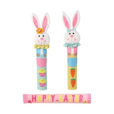 Imagem de KiBcsLic Conjunto de 3 para puxadores de geladeira com tema de Páscoa, acessórios para eletrodomésticos, enfeites fofos, presente de Páscoa para fogão e