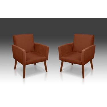 Imagem de Kit 02 poltrona Nina suede terracota -Modena Decor  - CASA DA POLTRONA