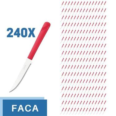 Imagem de Conjunto 240 Facas Aço Inox Cabo Plástico Vermelho Luna - Taumer, Luna