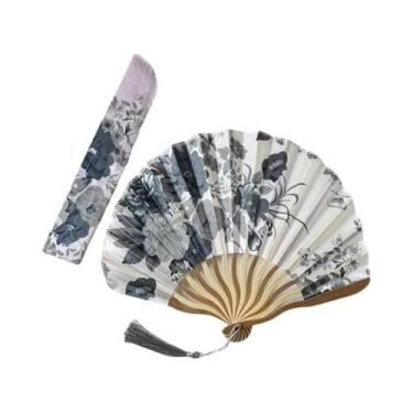 Imagem de Leque De Seda De Bambu Vintage Estilo Chinês Japonês Leques De Mão Com