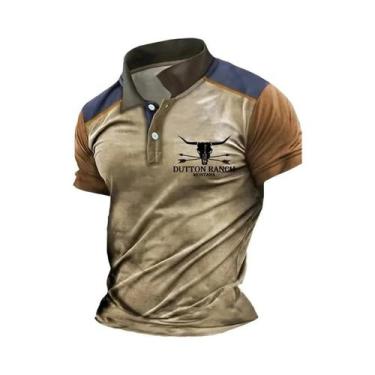 Imagem de Camisa Polo Retro Com Estampa Dayton Ranch, Manga Curta, Casual, Moda 