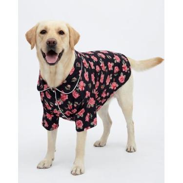 Imagem de CuteBone Pijamas de veludo de duas pernas para meninas e cães – Macio, aconchegante e elástico para meninos médios, grandes cães e gatos, roupa de dormir de inverno LTP05-4GG