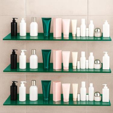 Imagem de Prateleiras de Vidro Verde Temperado 65x10 cm  Kit com 3 Unidades de A