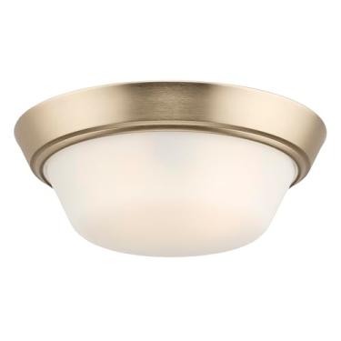 Imagem de Progress Lighting Luz de montagem embutida pequena de duas luzes da coleção Edessa com persiana de vidro branco