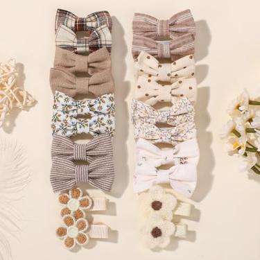 Imagem de 20 peças de grampos de cabelo pequenos para bebês meninas 3,6 cm - 5,6 cm mini conjunto de presilhas antiderrapantes totalmente forradas artesanais laço flor acessórios de cabelo para recém-nascidos