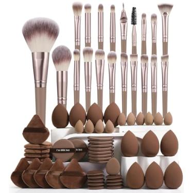 Imagem de Kit de pincéis de maquiagem com 70 peças, conjunto de ferramentas de maquiagem multifuncional com pincel de base de maquiagem, conjunto de pincéis de maquiagem (conjunto de 70 peças)