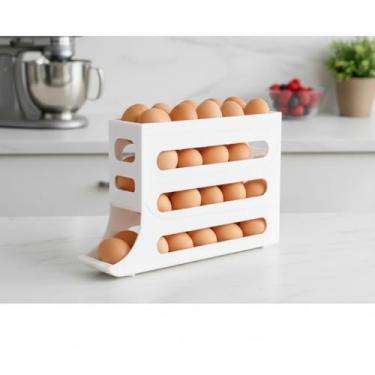 Imagem de Organizador de Ovos para Geladeira, Branco, Plástico, 18 Unidades, 29,5 x 6,5 x 18,5 cm