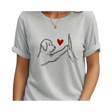 Imagem de Camiseta Feminina De Verão Com Estampa De Coração O-neck Harajuku Casu