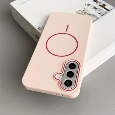 Imagem de Capa de silicone macio para Samsung S25 S24 S23fe S22 Ultra Plus A56 A36 A26 A16 A06 A55 A14 A13 A54 com capa magnética (para Galaxy S25+/Rosa)