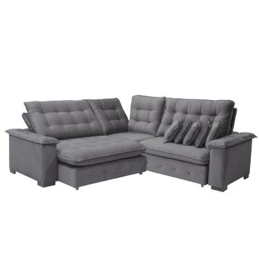 Imagem de Sofá Manchester 2.63x2.63m De Canto, Retrátil E Reclinável - Chumbo