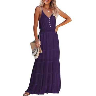 Imagem de Vestido PRETTYGARDEN Maxi Roxo Escuro Sem Mangas XXL