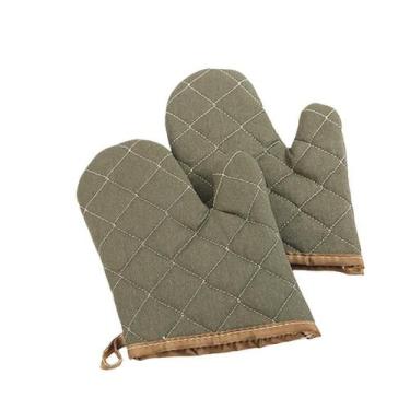 Imagem de Luvas resistentes ao calor de algodão verde para cozinha e microondas 