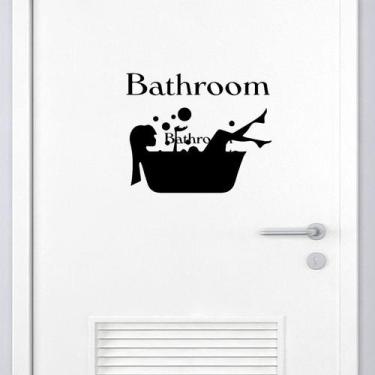 Imagem de Adesivos de parede Silhueta de banheiro Mulher em banheira PVC - yiwei