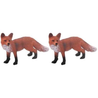 Imagem de 2 peças de estatueta de raposa estática Lifelike Fox Models - Gloome S