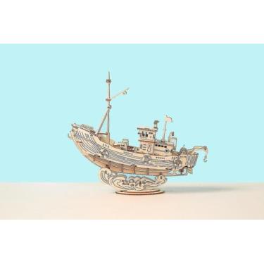 Imagem de Jogos de quebra-cabeça de madeira 3D Barco e modelo de navio de pesca 