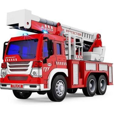Imagem de Carros inerciais de brinquedo de caminhão de bombeiros com luzes e son