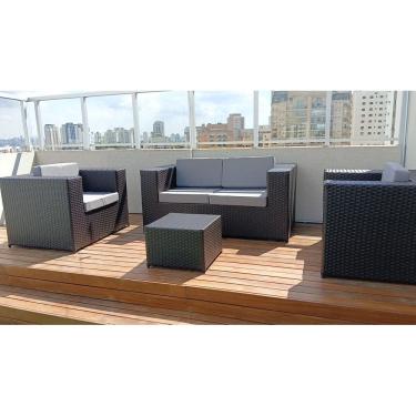 Imagem de Conjunto de Sofá Quadrado Fibra Varanda Jardim Área Externa 