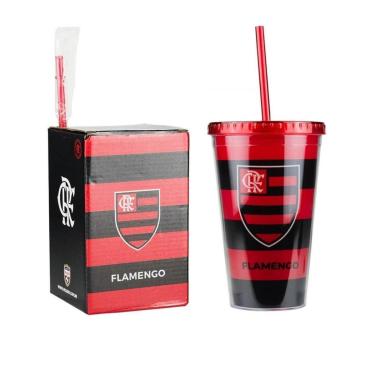 Imagem de Copo Plástico Canudo 450ml - Flamengo-Unissex