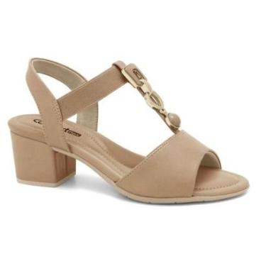 Imagem de Sandália Feminina Comfortflex Confortavel Casual Salto Bloco Médio Pedras Ref: 57302-Feminino
