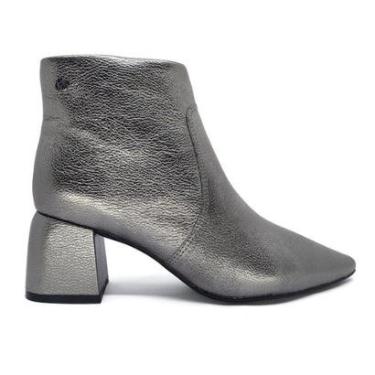 Imagem de Bota Bottero Cano Curto Couro Salto Médio Metalizada-Feminino